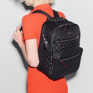MZ Wallace Crosby Quilted Black Backpack